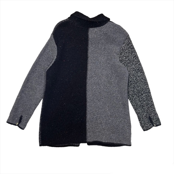 Susan Bristol Long Gray/ Black Patchwork Sweater/ Cardigan - Picture 7 of 15